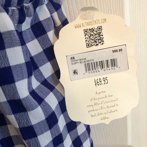 Beautiful brand new blue and white checkered gingham dress Altr’d state - Picture 4 of 5